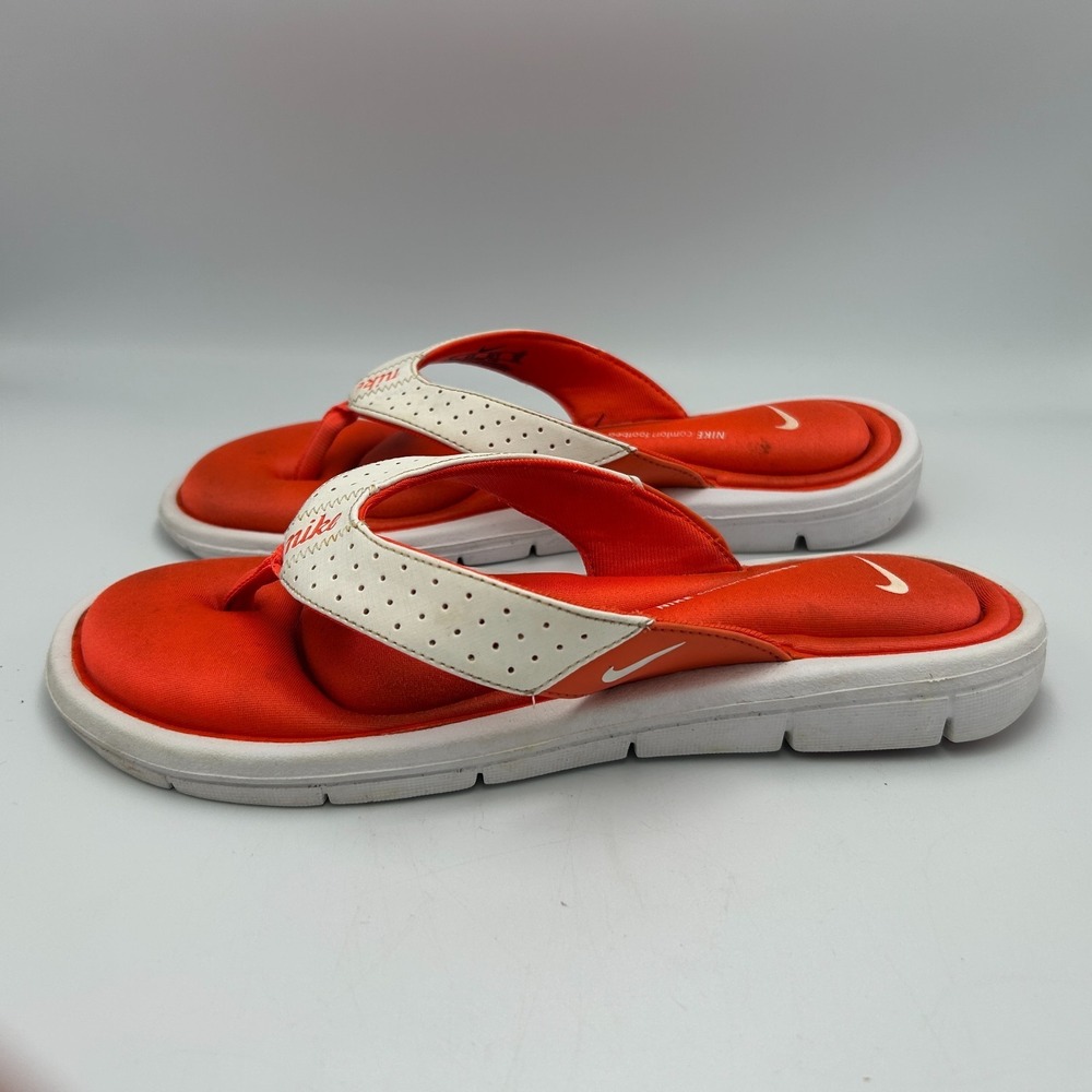 Nike Comfort Cushioned Footbed Flip Flops Orange White Thong Sandals Womens Sz 9 - Picture 4 of 7